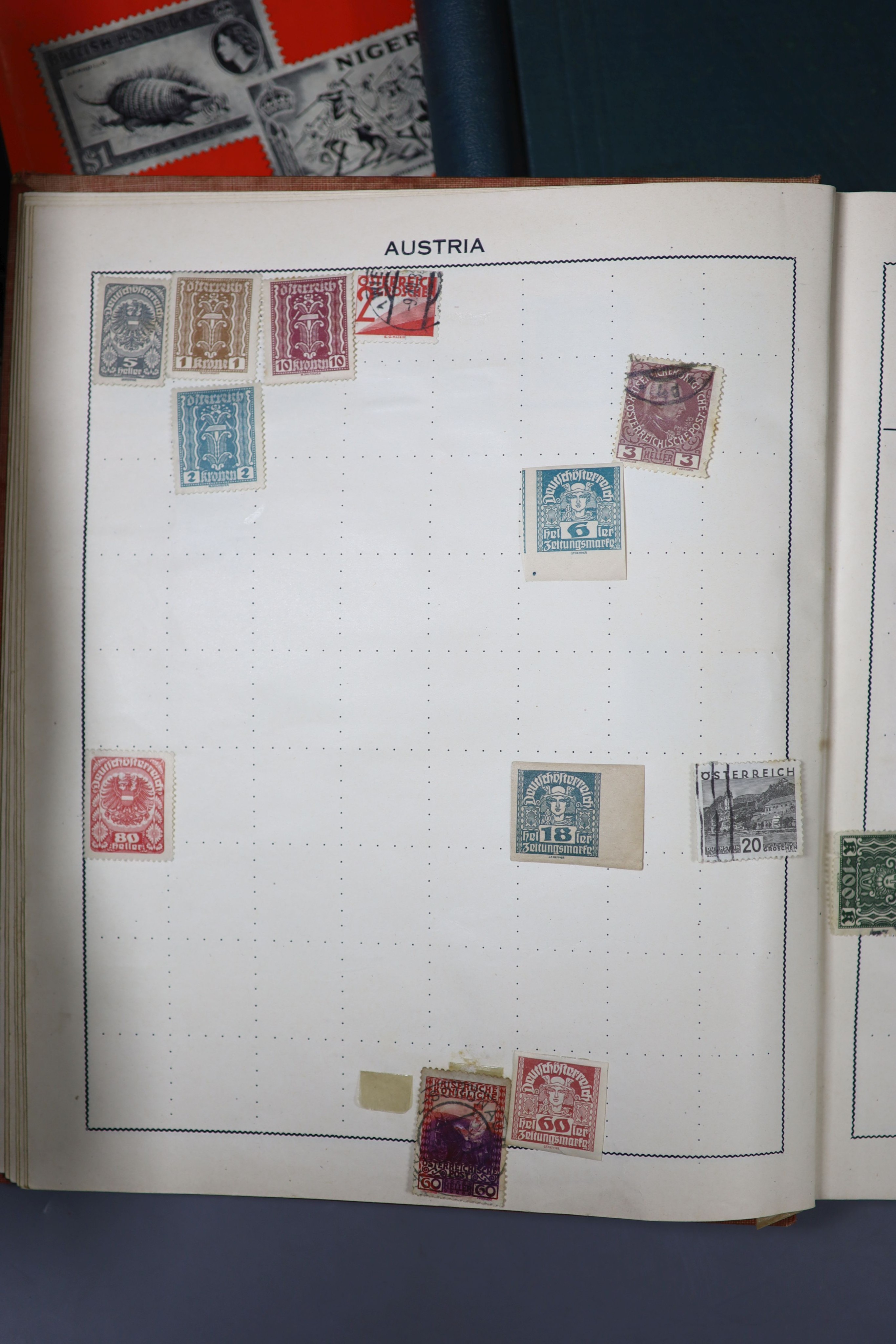 Three albums of World stamps, mostly used and various losse stamps